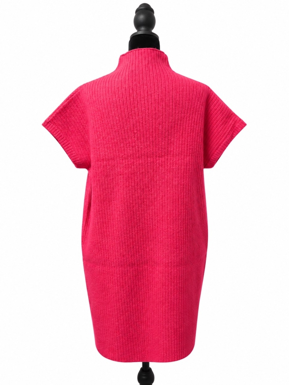Hot Pink Knit Sweater Dress With Dolman Sleeves By Zenana - Picture 3 of 7